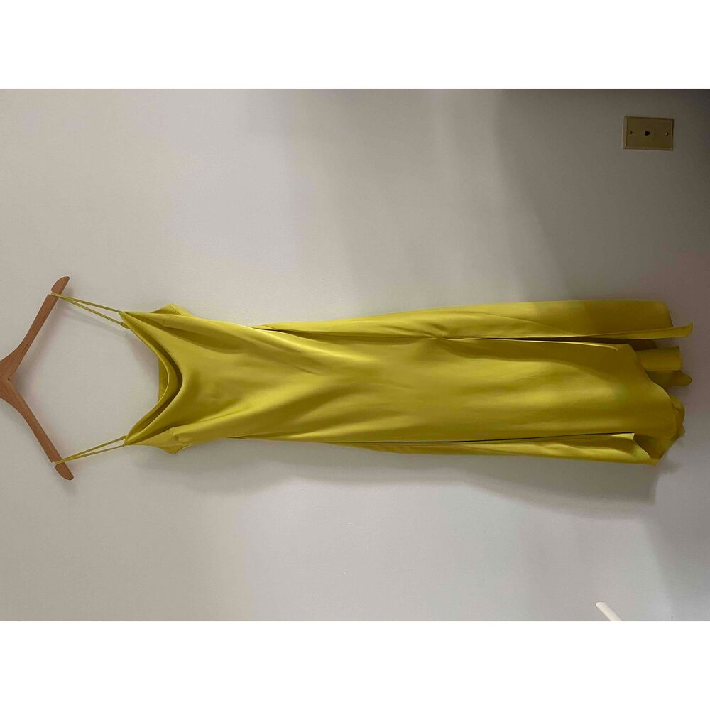 Express Womens Yellow Spaghetti Straps Midi Slip Dress Petite Medium